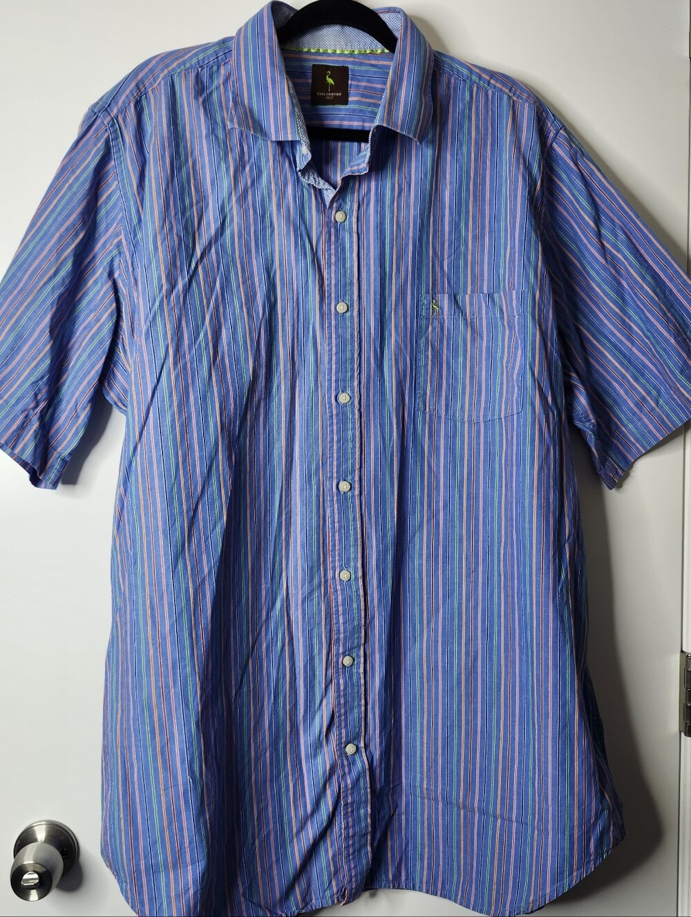 Tailorbyrd Mens 3XLT Striped Short Sleeve Button‎ Down Shirt Preppy Coastal Golf